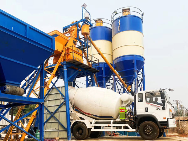 AJ-35-hopper concrete-batching-plant-in-Myanmar