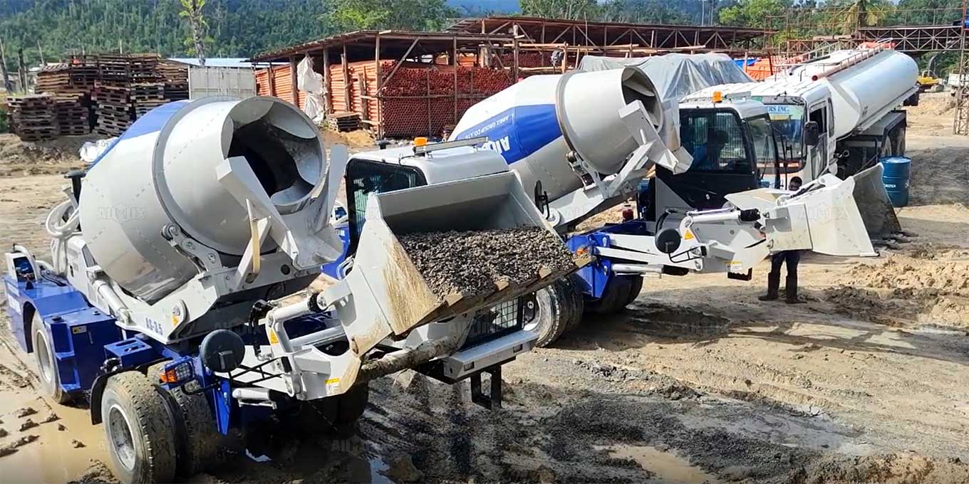 self loading concrete mixer truck in Philippines for factory building construction