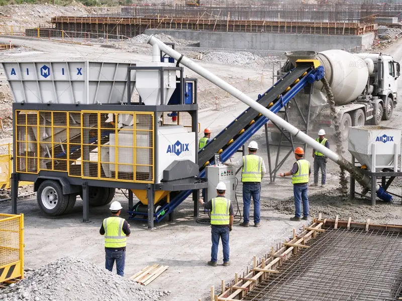 AJSY compact concrete batching plant